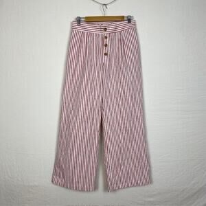 Robert Louis Pants Womens Medium Wide Leg Striped Cream/ Off white, Red Stripes